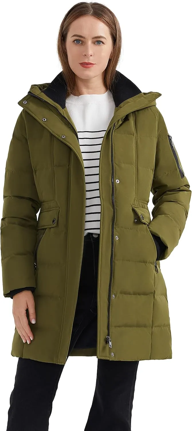 Orolay Women's Hooded Winter Down Coat Quilted Mid Length Puffer Jacket