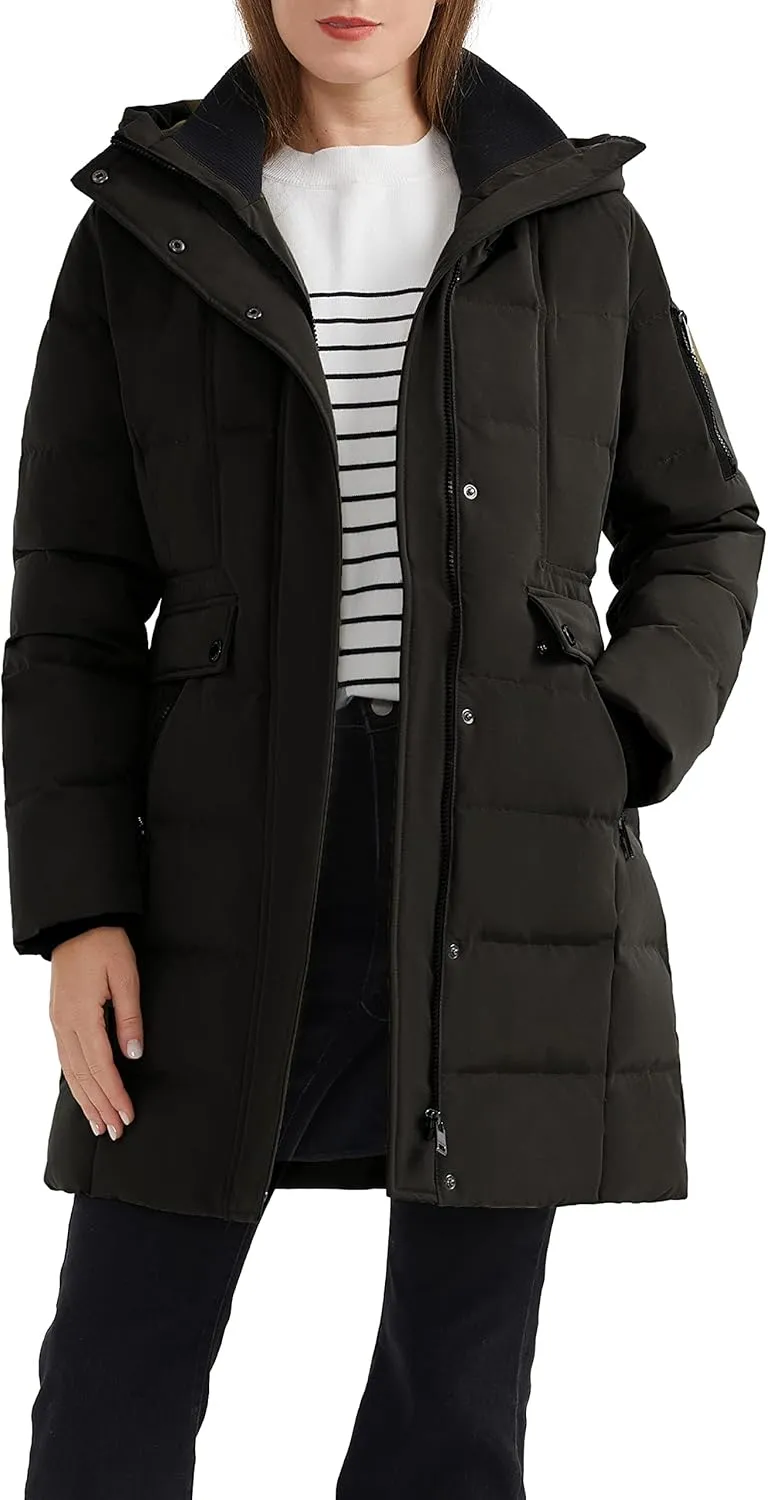 Orolay Women's Hooded Winter Down Coat Quilted Mid Length Puffer Jacket