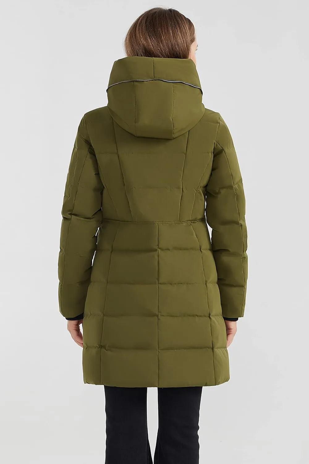 Orolay Women's Hooded Winter Down Coat Quilted Mid Length Puffer Jacket