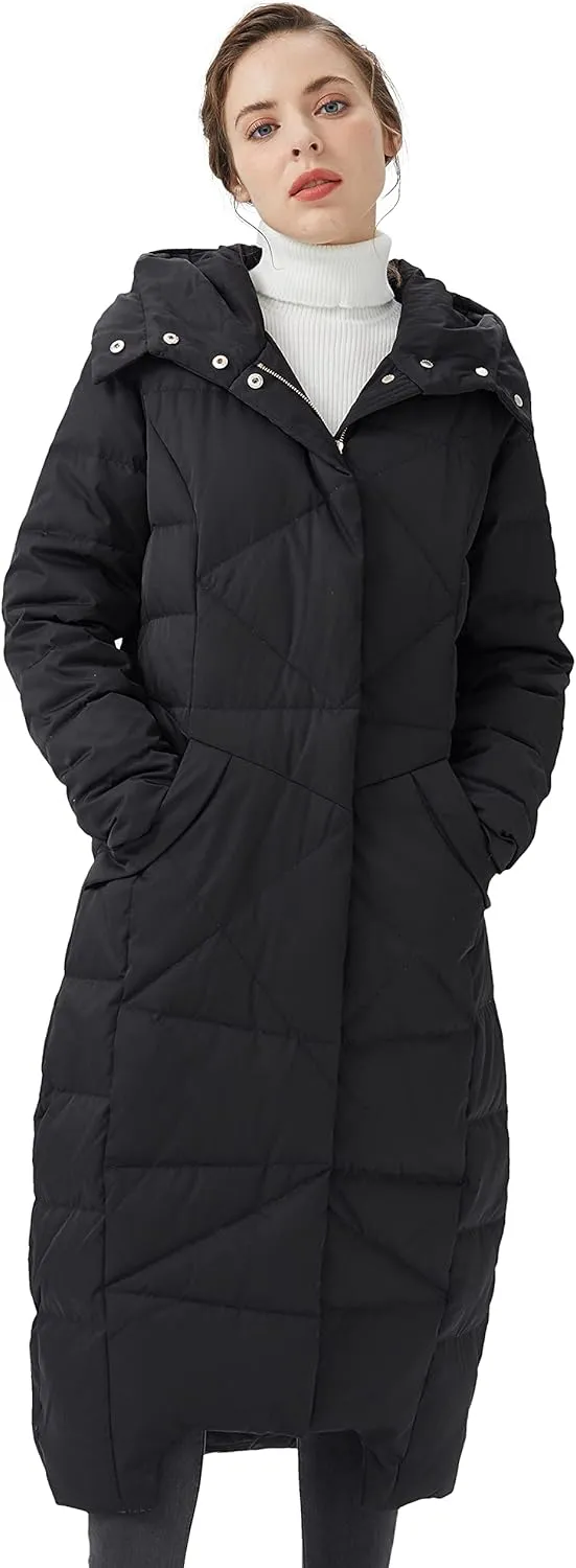 Orolay Women's Puffer Down Coat Winter Maxi Jacket with Hood