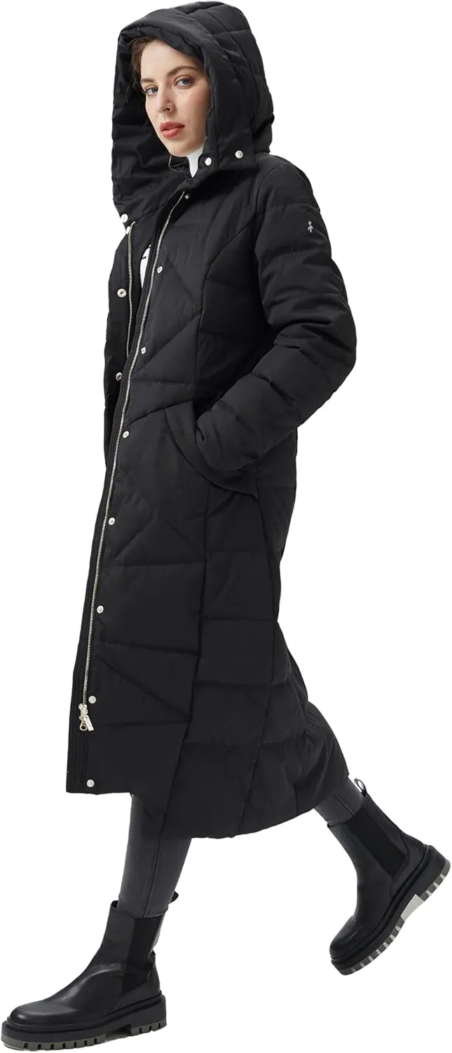 Orolay Women's Puffer Down Coat Winter Maxi Jacket with Hood