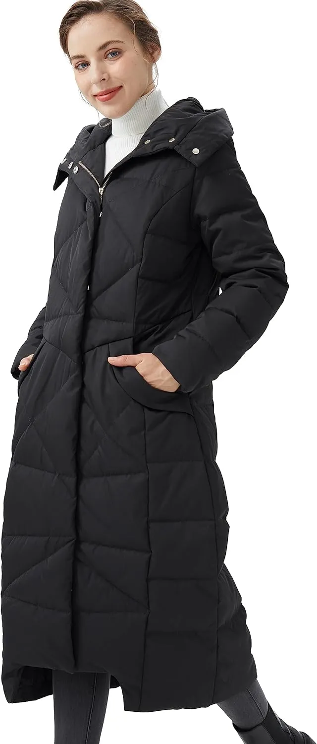 Orolay Women's Puffer Down Coat Winter Maxi Jacket with Hood