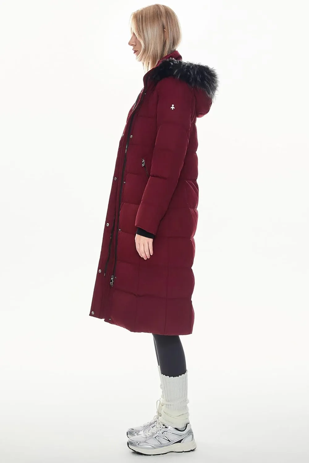 Orolay Women's Quilted Down Jacket Winter Long Coat Hooded Stand Collar Parka