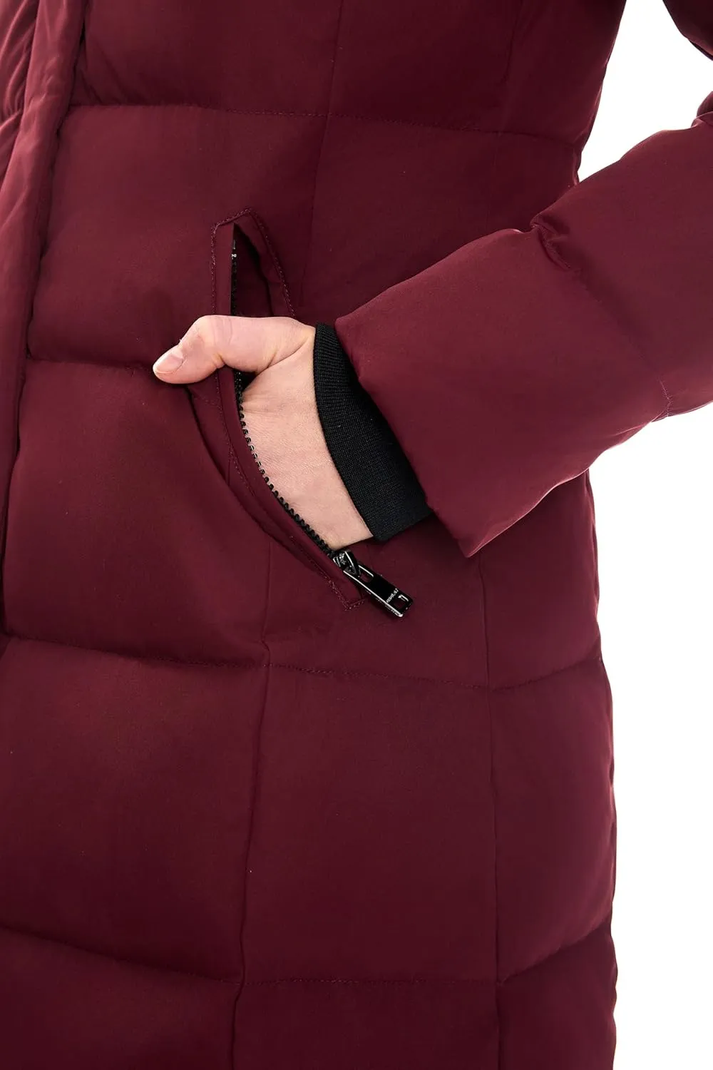 Orolay Women's Quilted Down Jacket Winter Long Coat Hooded Stand Collar Parka