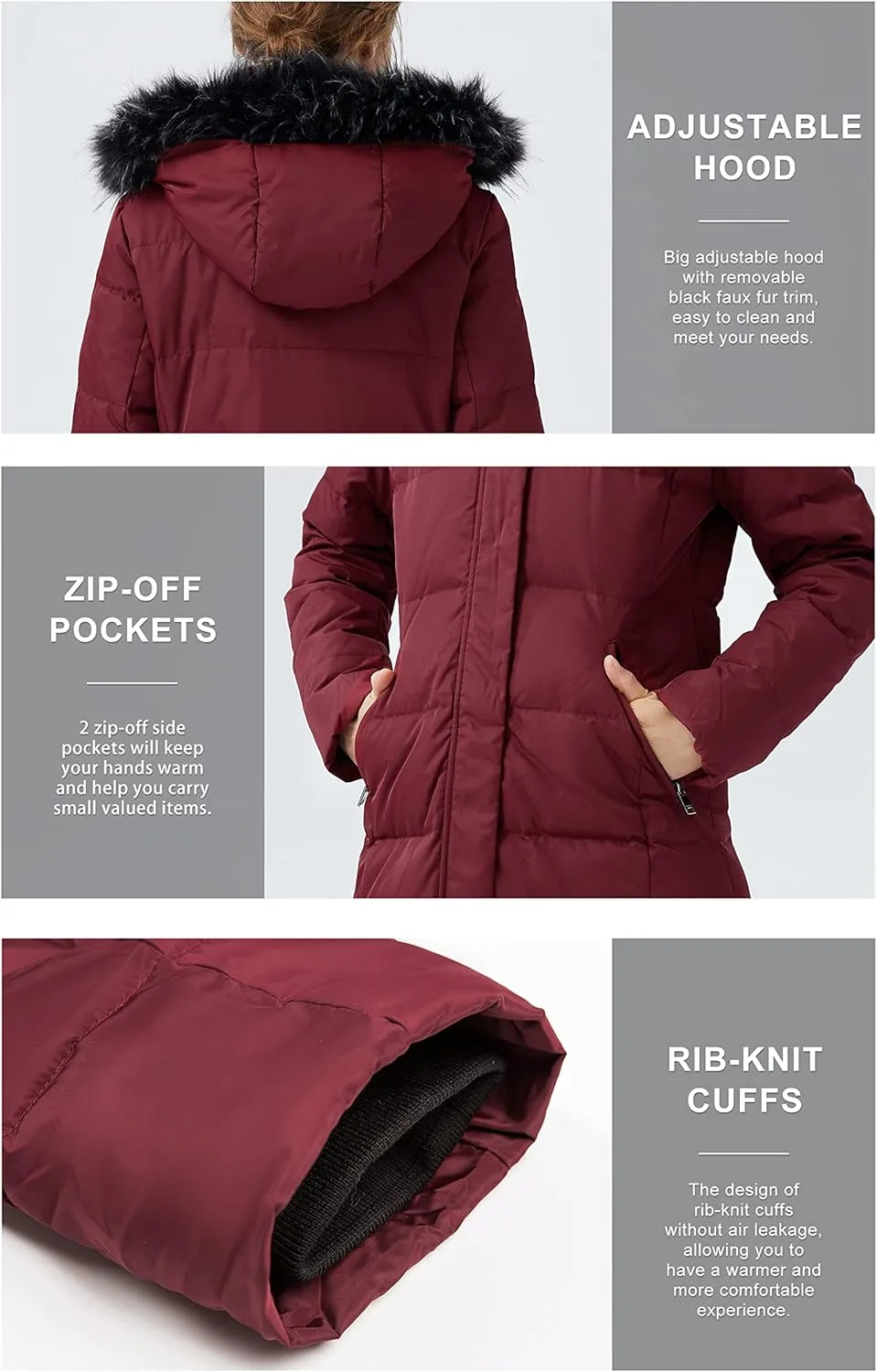 Orolay Women's Quilted Down Jacket Winter Long Coat Hooded Stand Collar Parka