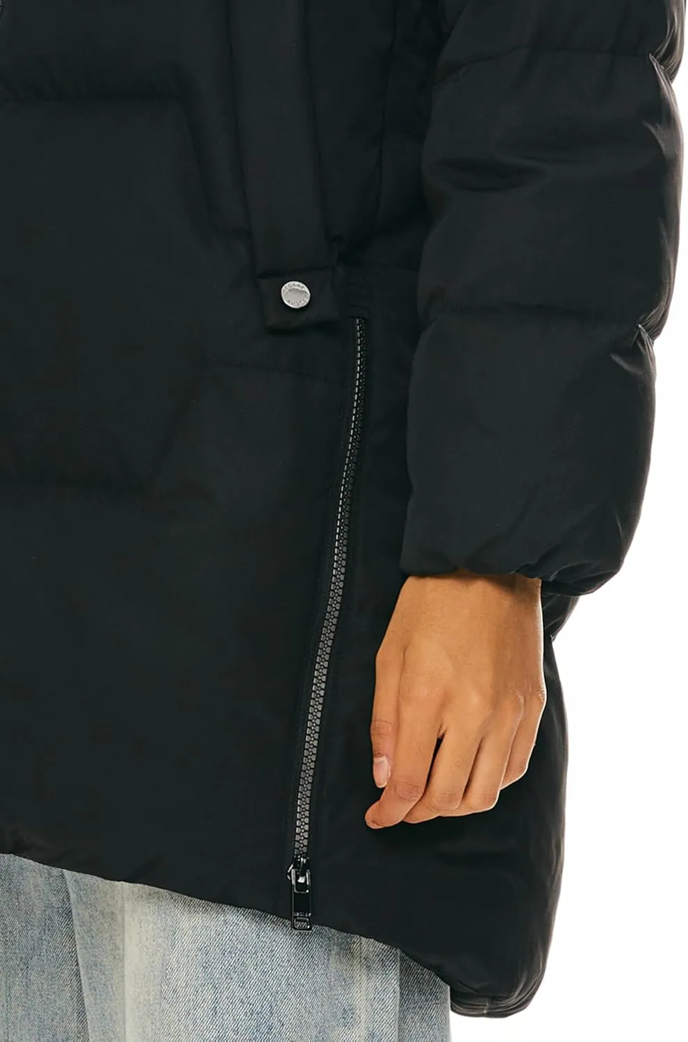 Orolay Women's Stylish Down Hooded Jacket with Two-Way Zipper Winter Down Coat Puffer Jacket A-line Coat