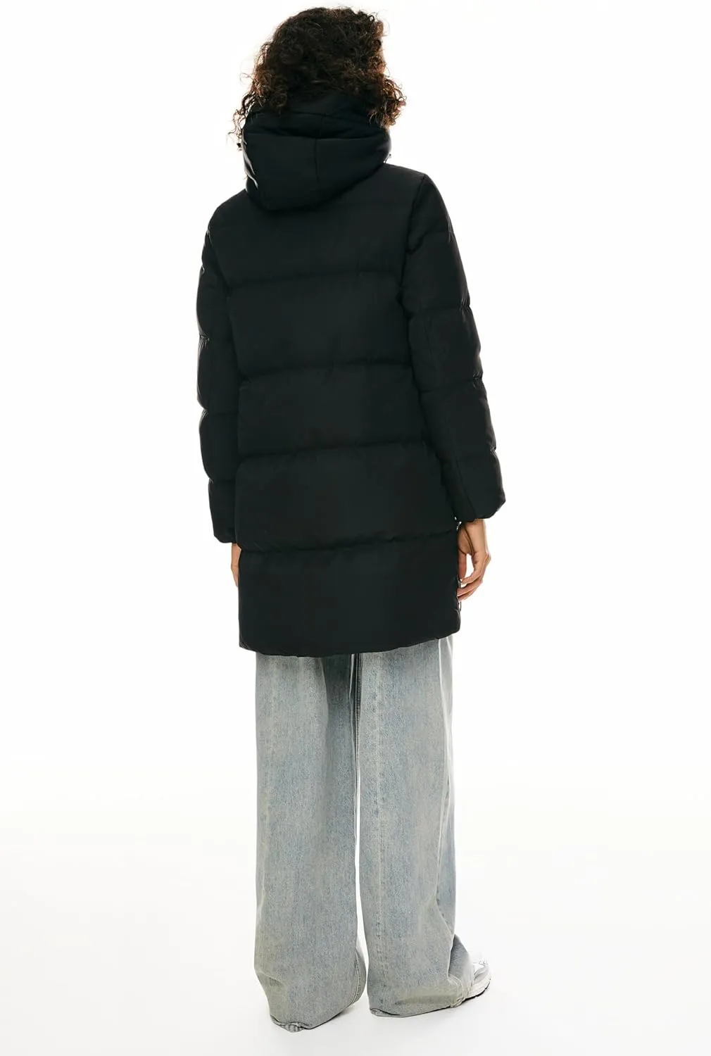 Orolay Women's Stylish Down Hooded Jacket with Two-Way Zipper Winter Down Coat Puffer Jacket A-line Coat