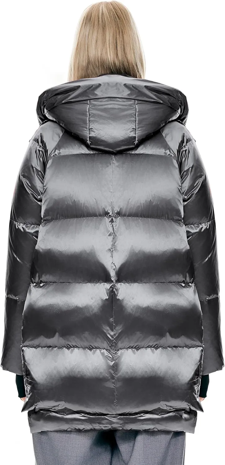 Orolay Women's Thickened Hooded Down Jacket  Winter Shiny Puffer Jacket with RDS Down Filling