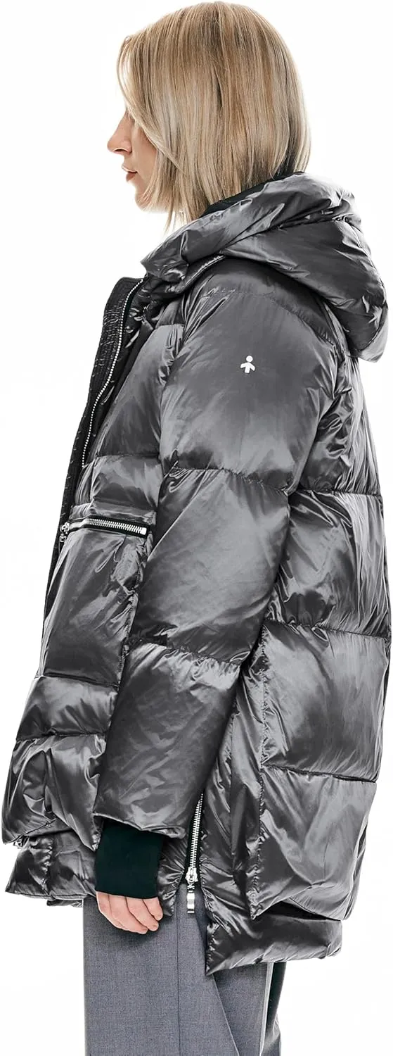 Orolay Women's Thickened Hooded Down Jacket  Winter Shiny Puffer Jacket with RDS Down Filling