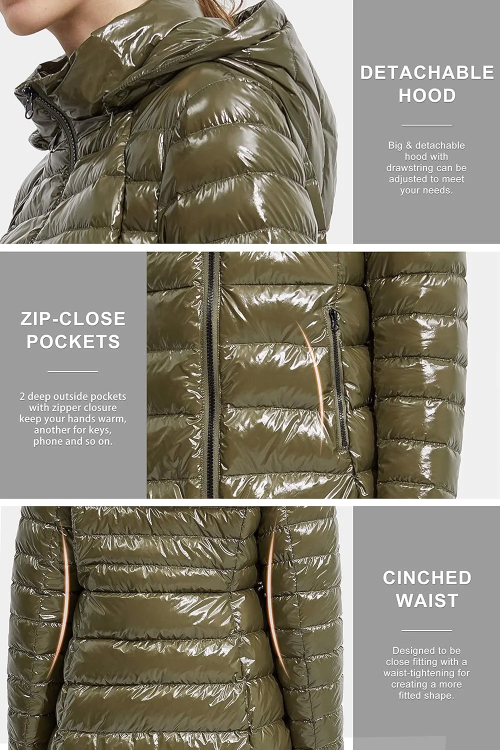 Orolay Women's Thickened Winter Down Coat Packable Hooded Puffer Jacket