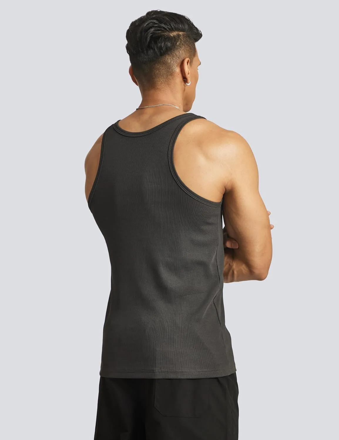 Ouber Men's Ribbed Gym Tank Top Fitness Workout Muscle Sleeveless Bodybuilding Shirt
