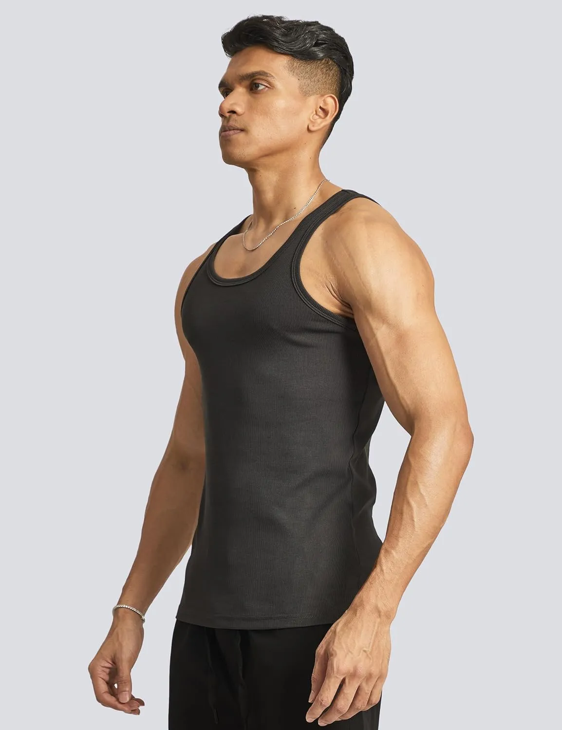Ouber Men's Ribbed Gym Tank Top Fitness Workout Muscle Sleeveless Bodybuilding Shirt