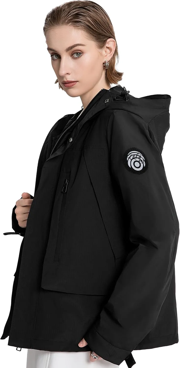 Outdoor Hiking 3 in 1 Women Spring Travel Snowboard Jacket Waterproof Rain Insulated,Lightweight Down Puffer Coat