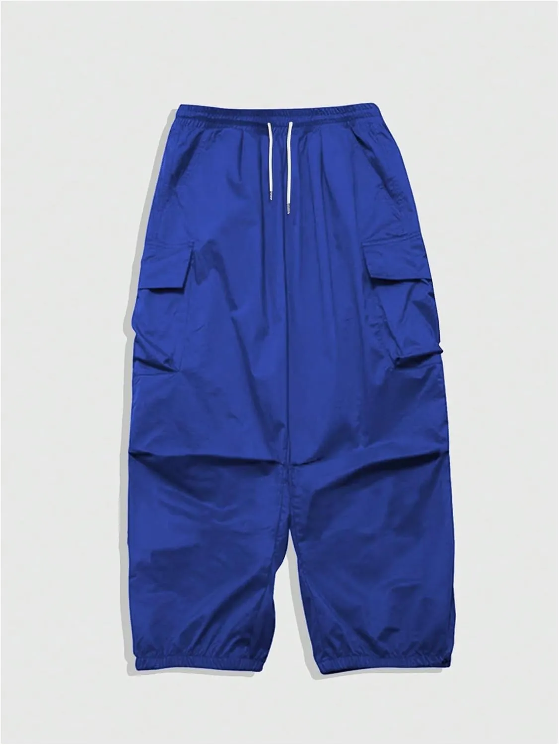 OYOANGLE Men's Baggy Cargo Pants Elastic Drawstring Waist Flap Pocket Y2K Hip Hop Trousers