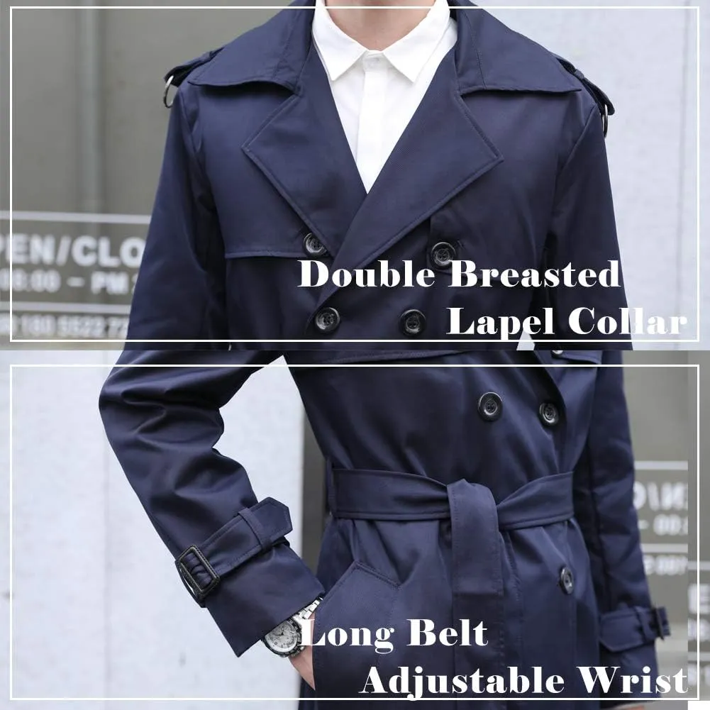 Pantete Man's Double Breasted Trench Coat Oversized Casual windbreaker Lapel Long Jacket Overcoat