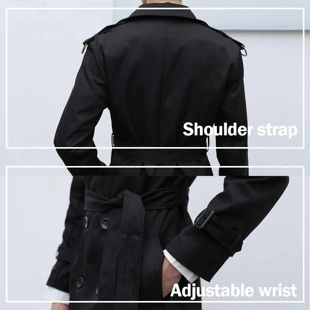 Pantete Man's Double Breasted Trench Coat Oversized Casual windbreaker Lapel Long Jacket Overcoat