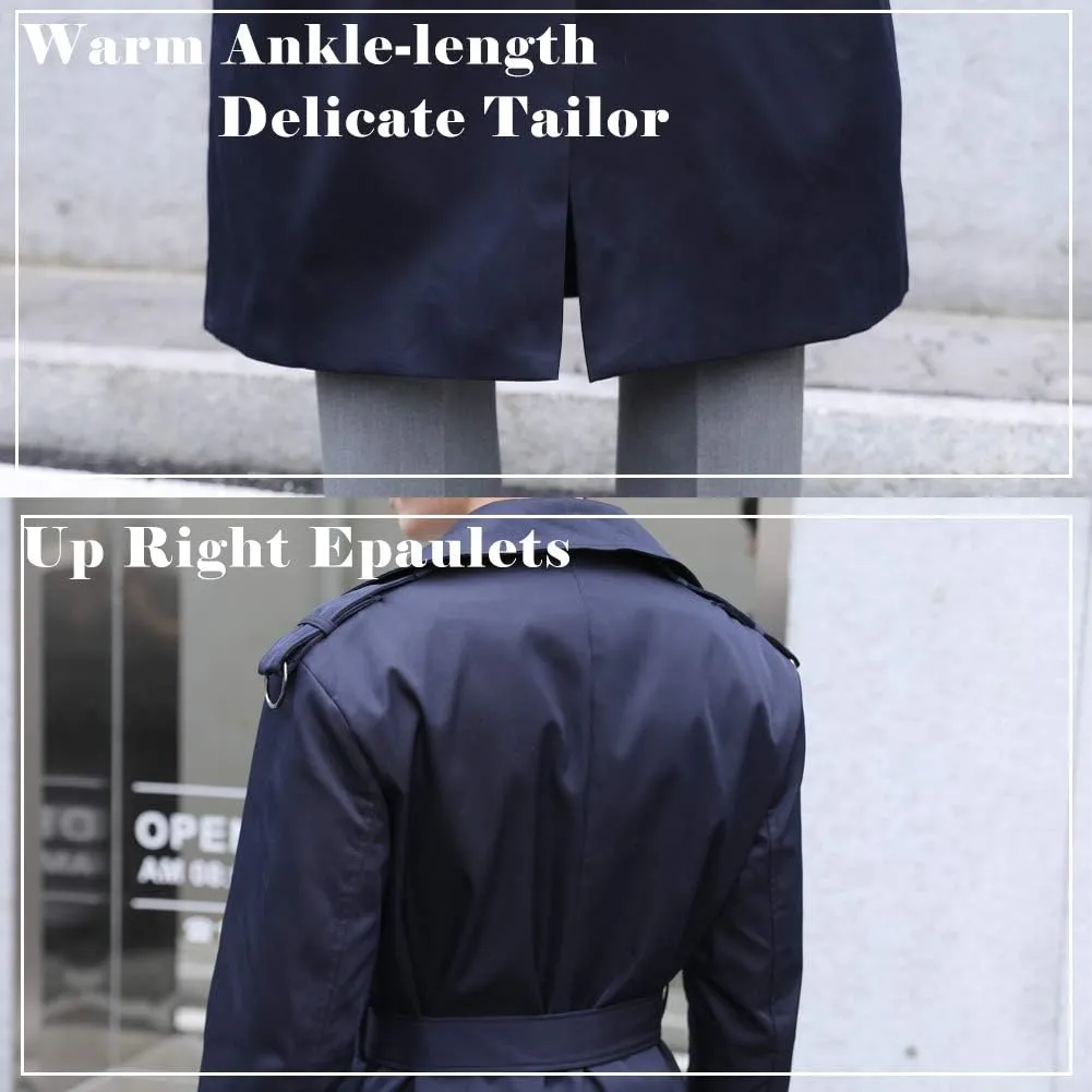 Pantete Man's Double Breasted Trench Coat Oversized Casual windbreaker Lapel Long Jacket Overcoat
