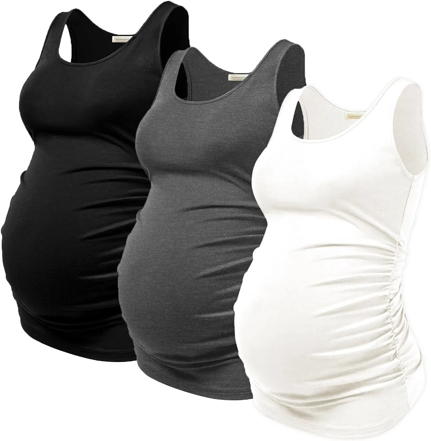 PARNIXS Summer Women's Maternity Tank Top Comfy Sleeveless Maternity Clothes (3 pcs)