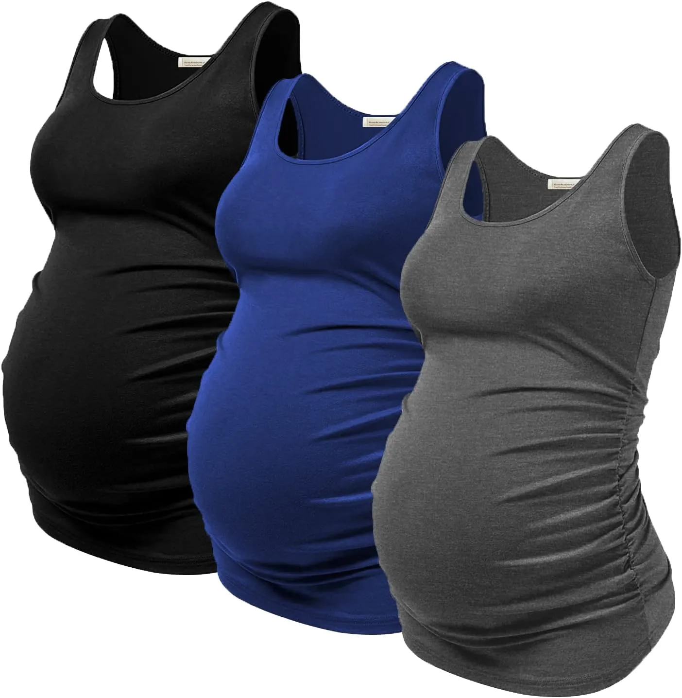 PARNIXS Summer Women's Maternity Tank Top Comfy Sleeveless Maternity Clothes (3 pcs)
