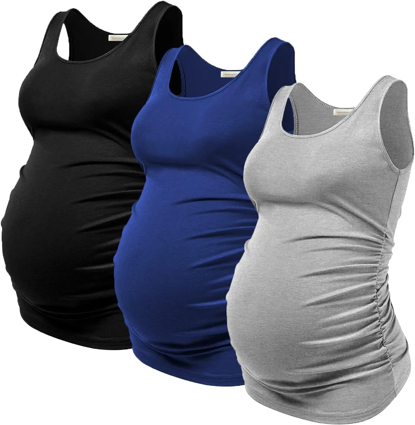 PARNIXS Summer Women's Maternity Tank Top Comfy Sleeveless Maternity Clothes (3 pcs)