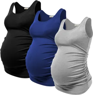 PARNIXS Summer Women's Maternity Tank Top Comfy Sleeveless Maternity Clothes (3 pcs)