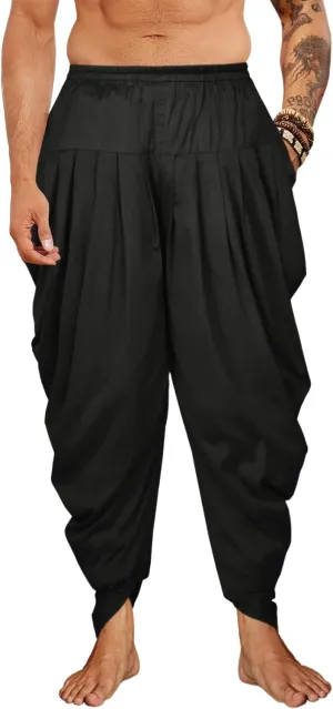 PASLTER Mens Kaftan Linen Cotton Pants Casual Kurta Elastic Waist Harem Baggy Yoga Pants Loose Fit Boho Hippie Trousers