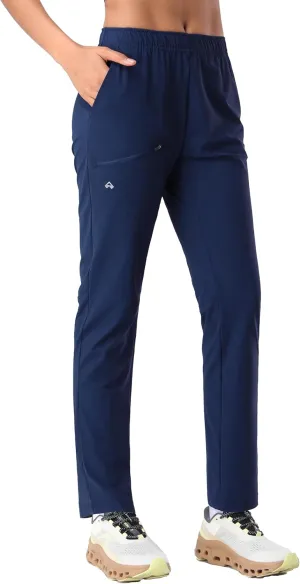 Pioneer Camp Women's Hiking Pants UPF 50  Elastic Waist Drawstring Ultra-Stretch Lightweight Outdoor Cargo Pants for Travel