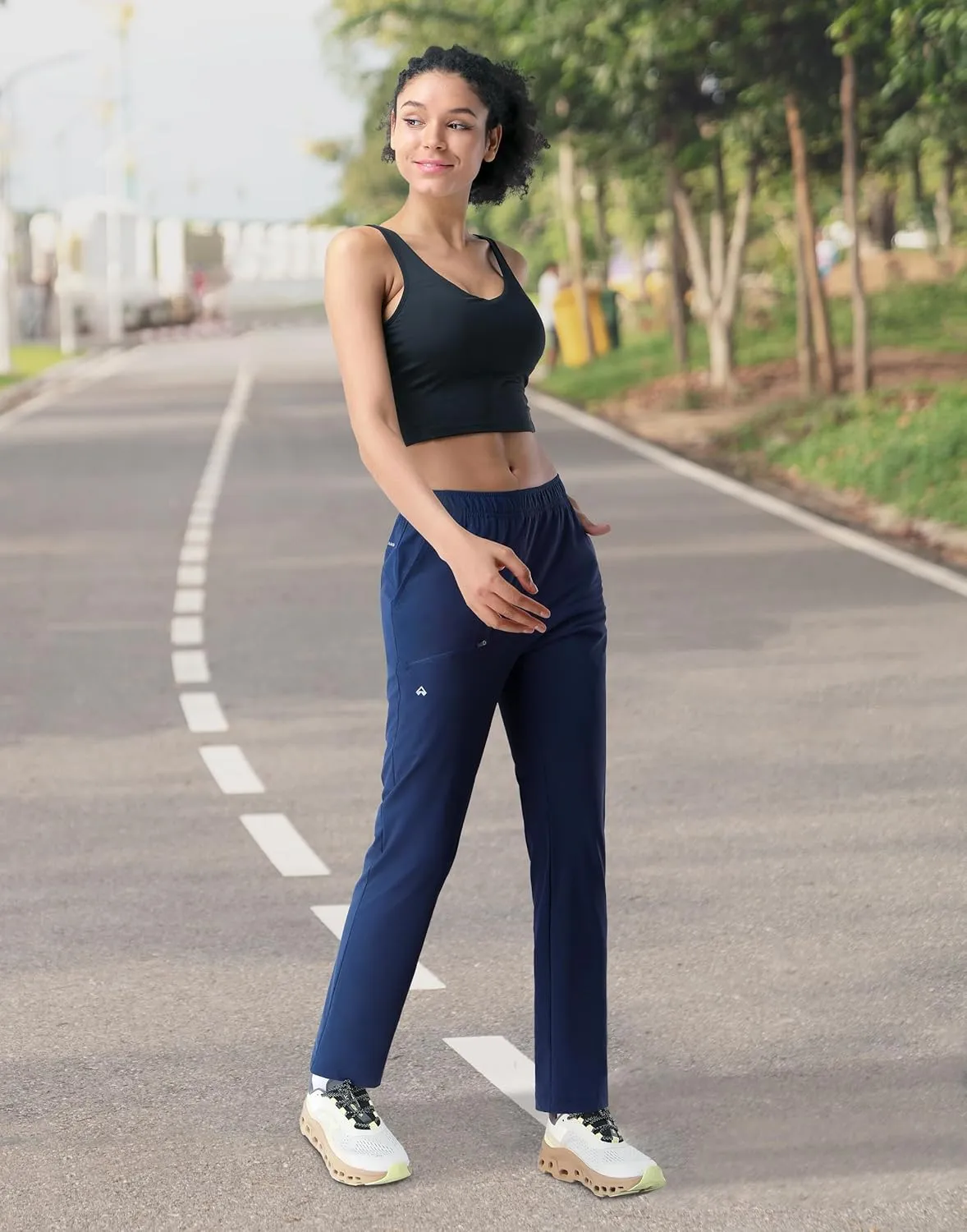 Pioneer Camp Women's Hiking Pants UPF 50  Elastic Waist Drawstring Ultra-Stretch Lightweight Outdoor Cargo Pants for Travel