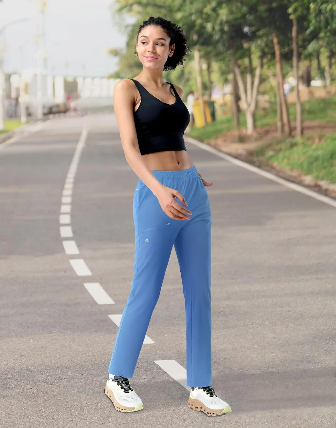 Pioneer Camp Women's Hiking Pants UPF 50  Elastic Waist Drawstring Ultra-Stretch Lightweight Outdoor Cargo Pants for Travel