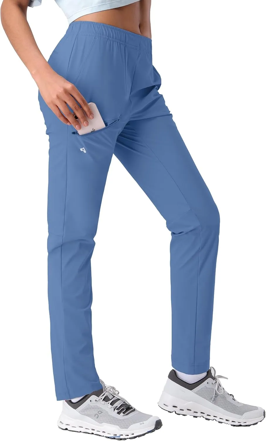 Pioneer Camp Women's Hiking Pants UPF 50  Elastic Waist Drawstring Ultra-Stretch Lightweight Outdoor Cargo Pants for Travel