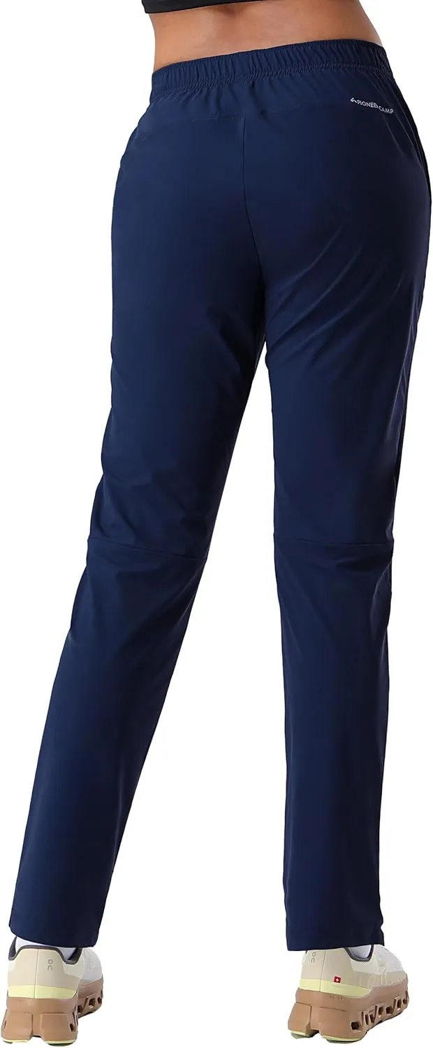 Pioneer Camp Women's Hiking Pants UPF 50  Elastic Waist Drawstring Ultra-Stretch Lightweight Outdoor Cargo Pants for Travel