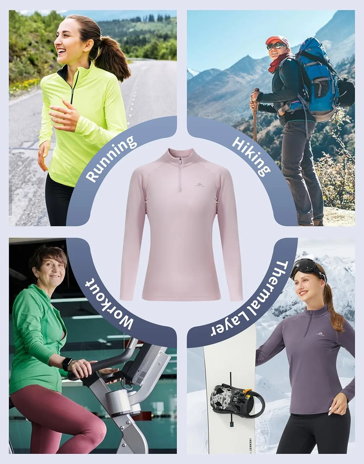 Pioneer Camp Women's Quarter Zip Pullover Long Sleeve Thermal Fleece Lining Lightweight Athletic Tops for Running Golf