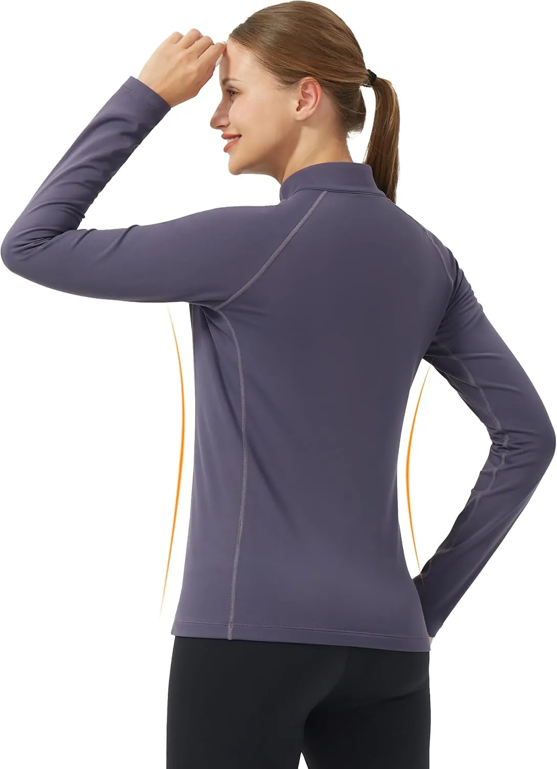 Pioneer Camp Women's Quarter Zip Pullover Long Sleeve Thermal Fleece Lining Lightweight Athletic Tops for Running Golf
