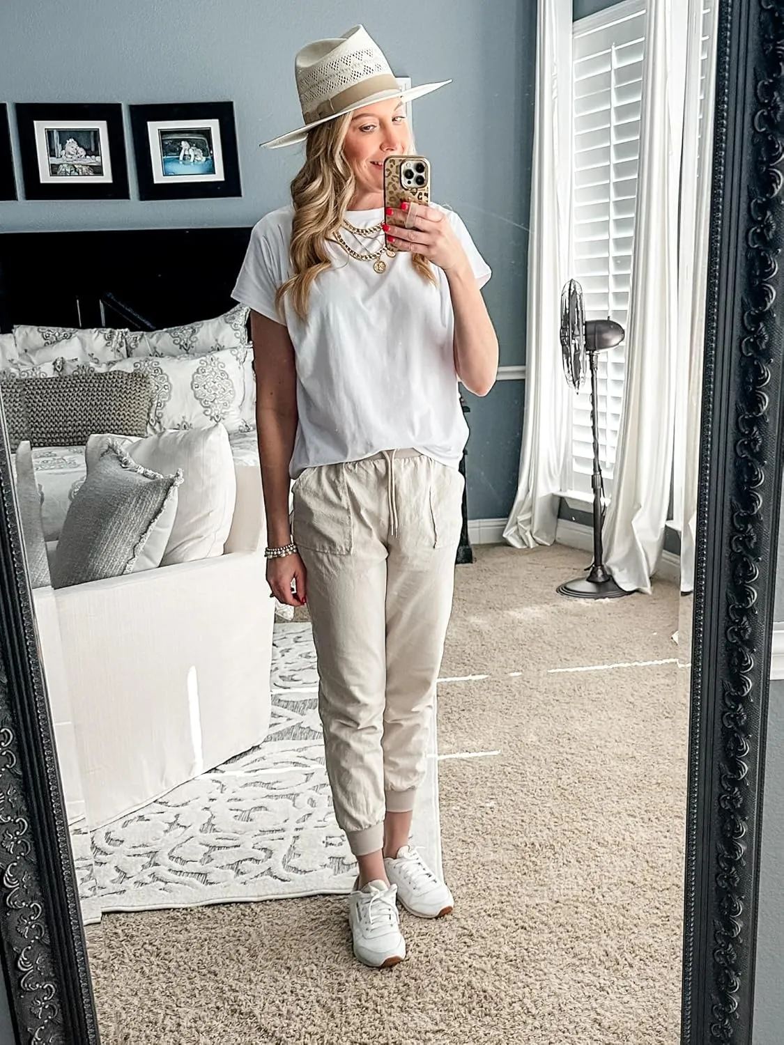 Puimentiua Womens Tapered Pants Cotton Linen Drawstring Back Elastic Waist Pants Casual Trousers with Pockets