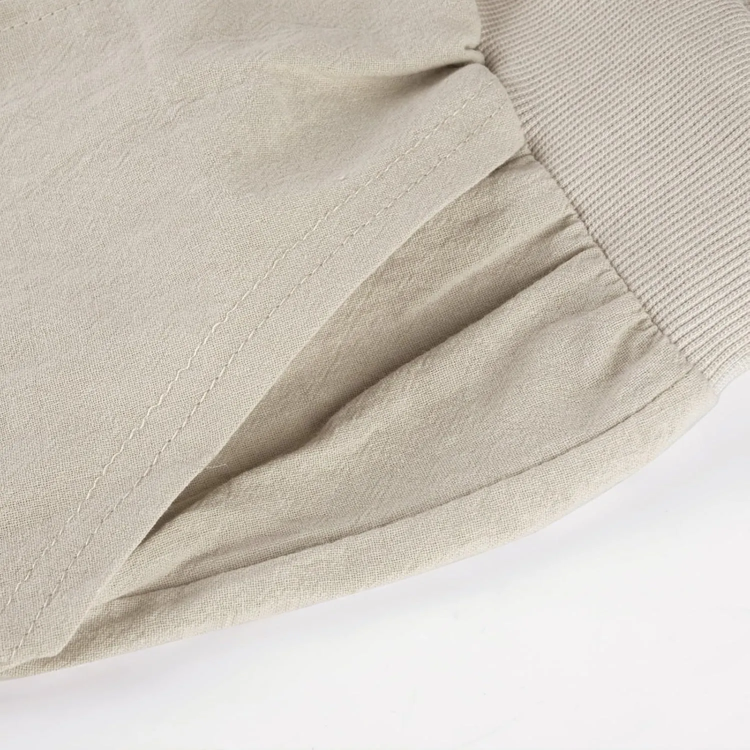 Puimentiua Womens Tapered Pants Cotton Linen Drawstring Back Elastic Waist Pants Casual Trousers with Pockets