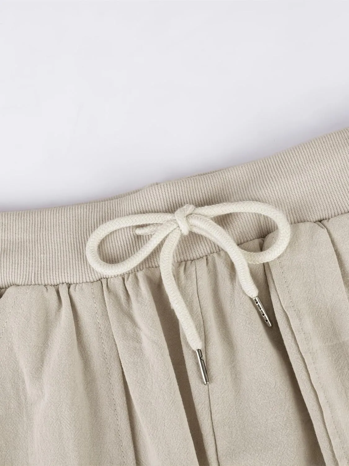 Puimentiua Womens Tapered Pants Cotton Linen Drawstring Back Elastic Waist Pants Casual Trousers with Pockets