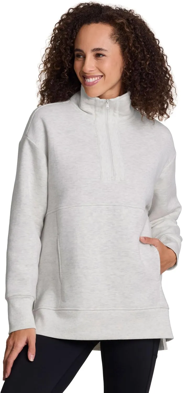 RBX Active Women's Lightweight Mock Neck Fleece 1/4 Zip Sweatshirt With Pockets