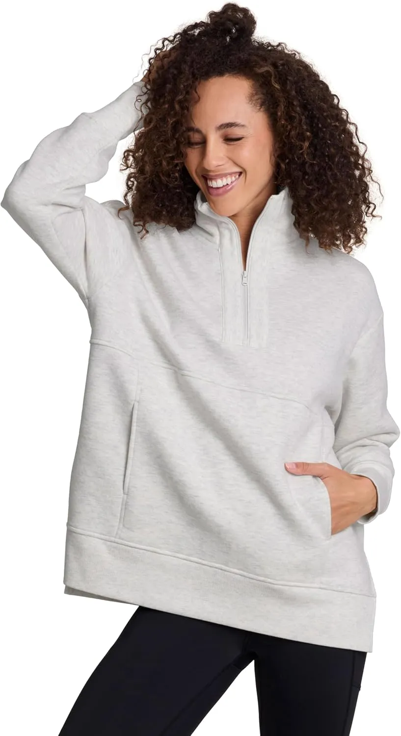 RBX Active Women's Lightweight Mock Neck Fleece 1/4 Zip Sweatshirt With Pockets
