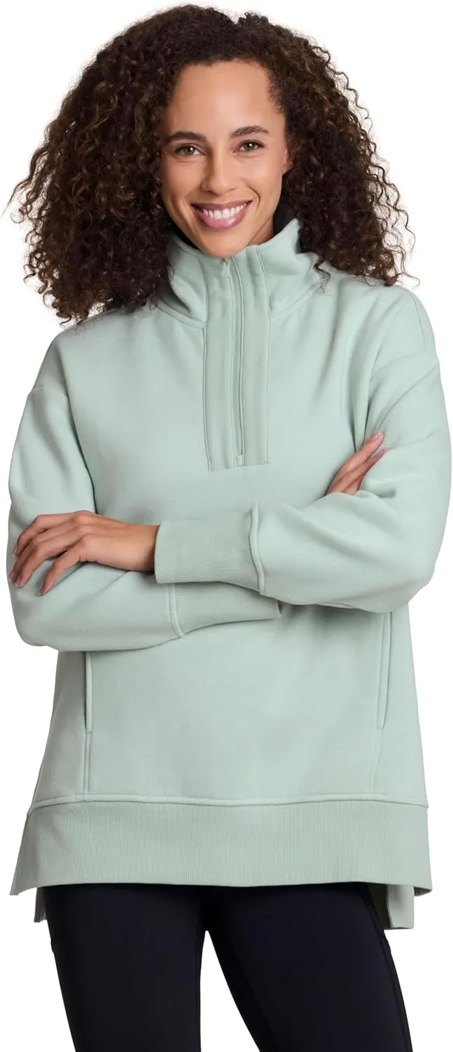 RBX Active Women's Lightweight Mock Neck Fleece 1/4 Zip Sweatshirt With Pockets