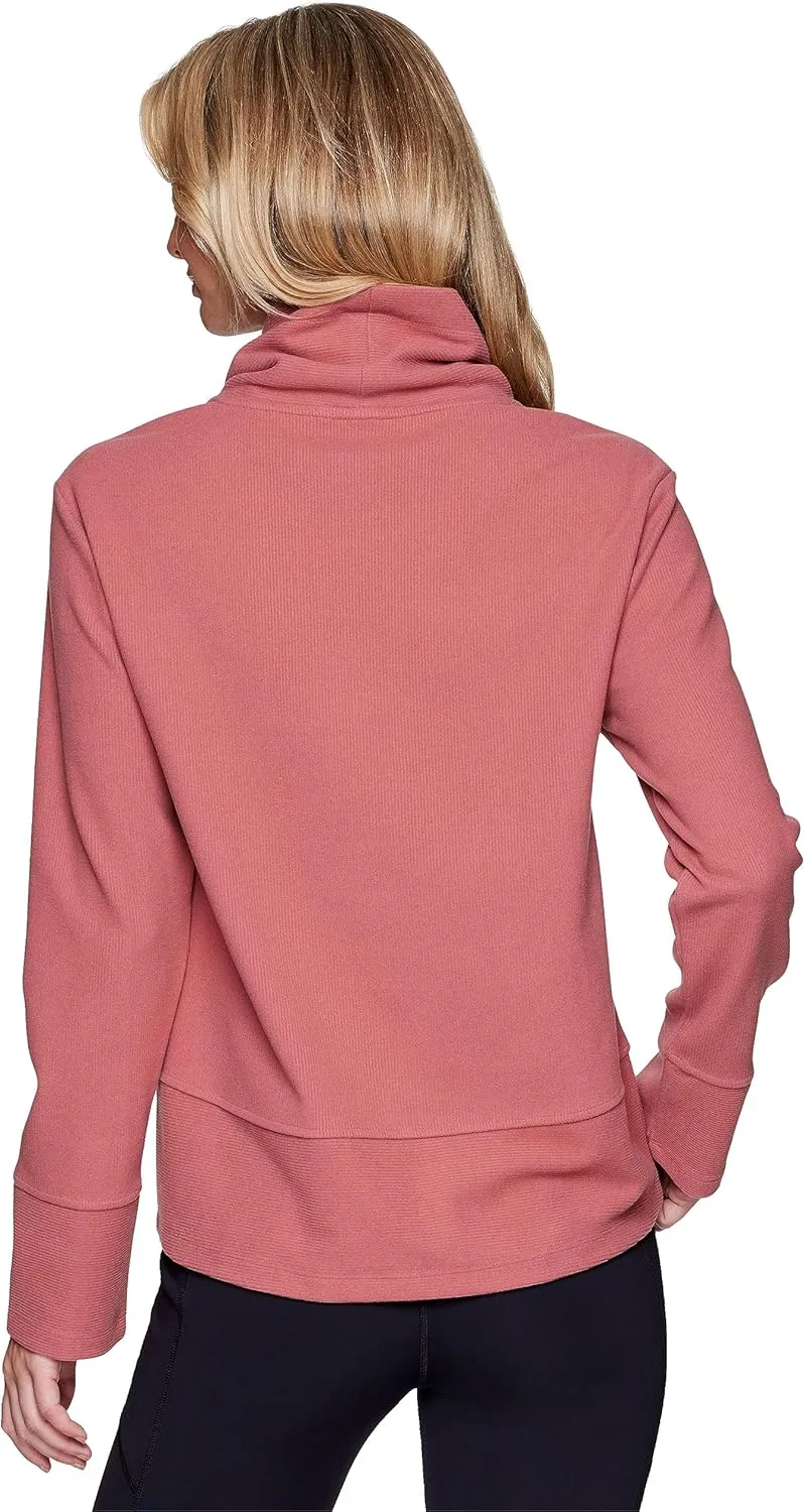 RBX Active Women's Lightweight Soft Plush Fleece Cowl Neck Pullover Sweatshirt