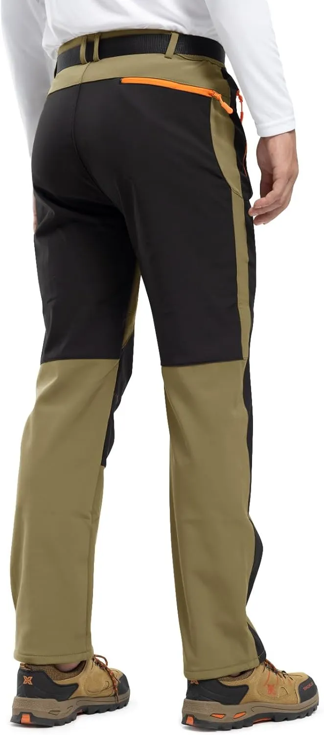 Rdruko Men's Snow Ski Pants Waterproof Insulated Winter Outdoor Snowboard Hiking Fleece Pants with Belt