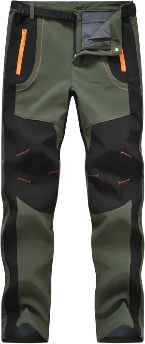 Rdruko Men's Snow Ski Pants Waterproof Insulated Winter Outdoor Snowboard Hiking Fleece Pants with Belt