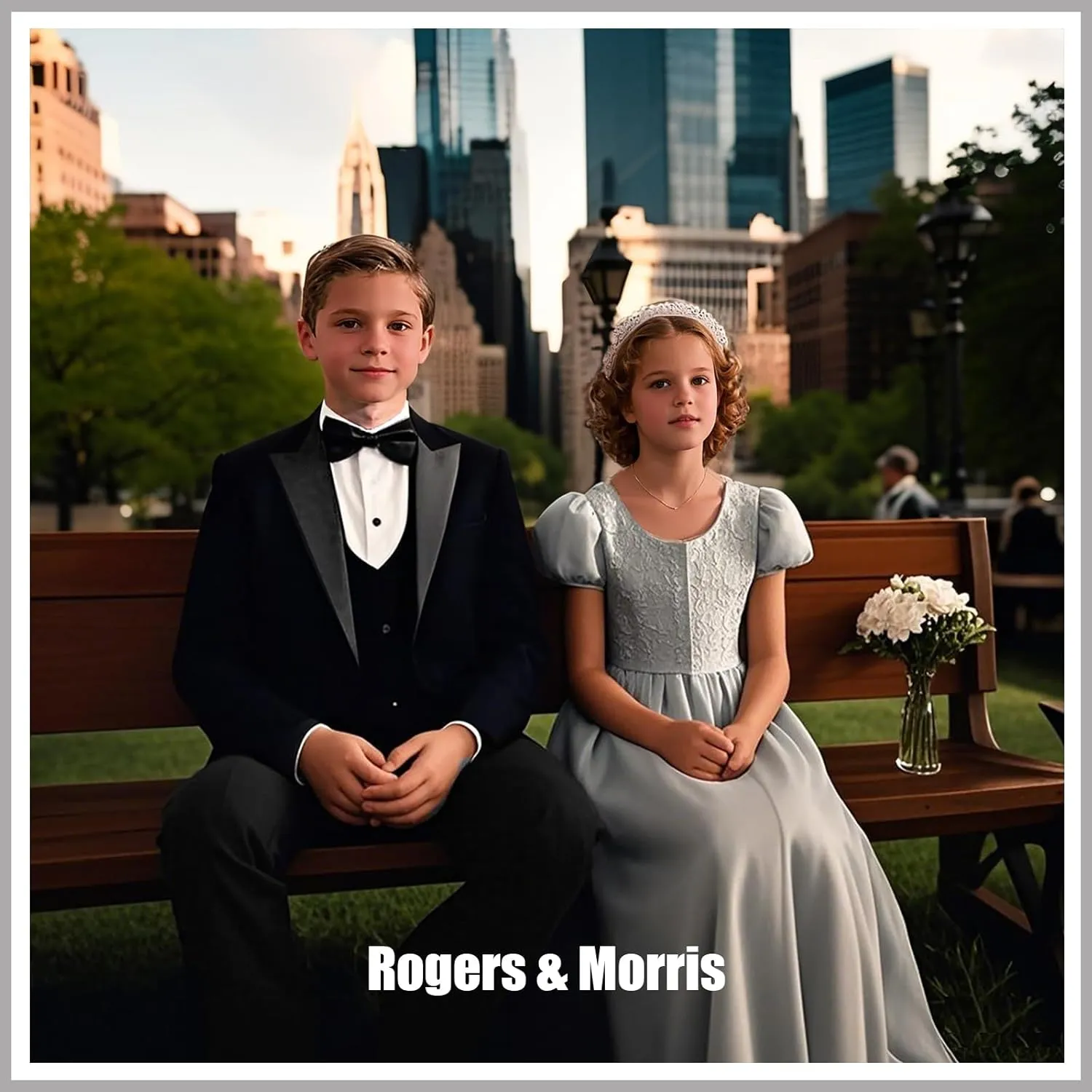Rogers & Morris Boys Tuxedo Suit Formal Outfits Slim Fit Solid Kids 5 Piece Suit Set Peak Lapel