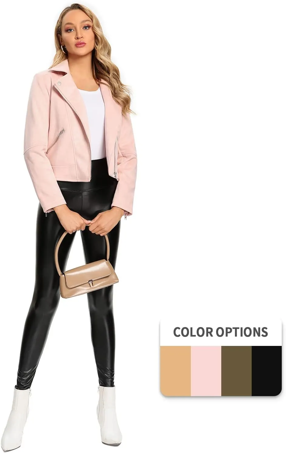 S P Y M Womens Faux Leather Jacket, Moto Biker Suede Coat