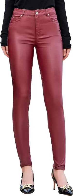 S P Y M Womens Stretchy Jeggings, Faux Leather Legging Pants with Pockets, Regular and Plus Size
