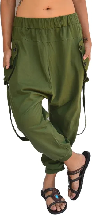 Sakoonee Harem Pants Men Women Casual Yoga Capri Lounge Trousers, Shorts 2 Pockets, Elastic Waist