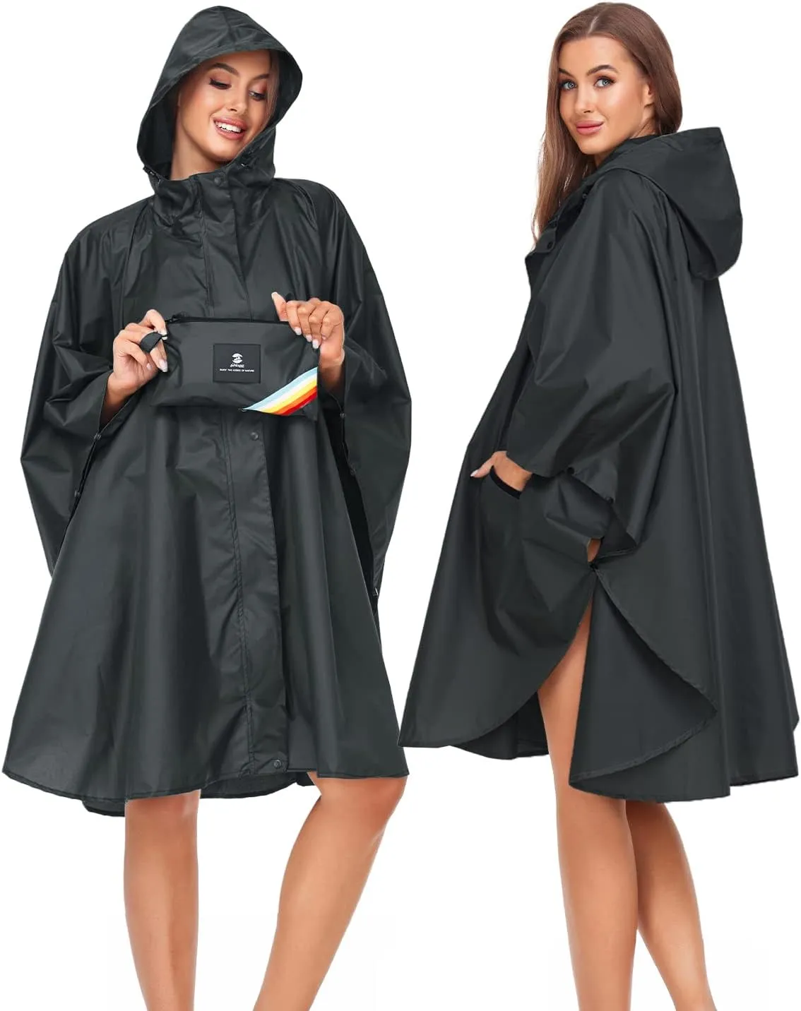SaphiRose Unisex Rain Poncho Hooded Waterproof Raincoat for Adults Women