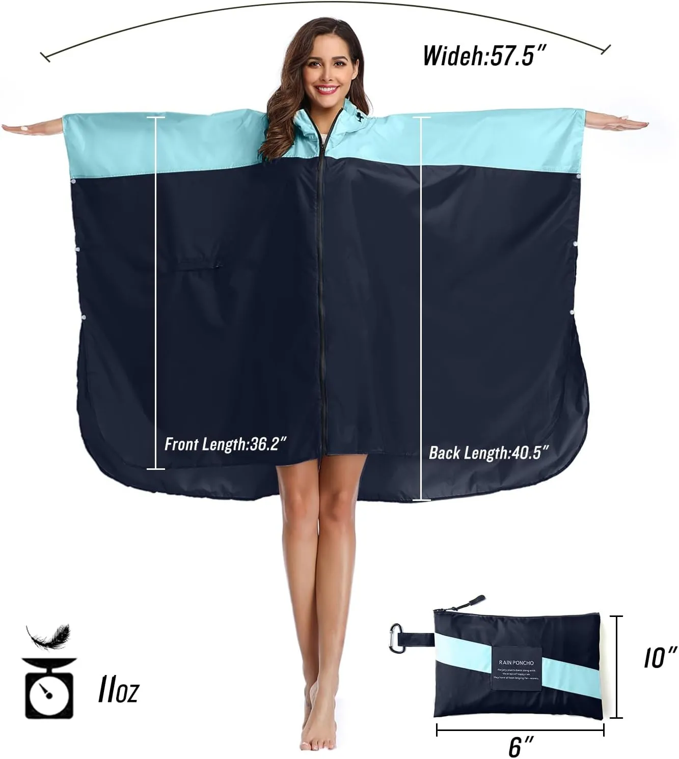 SaphiRose Unisex Rain Poncho Hooded Waterproof Raincoat for Adults Women