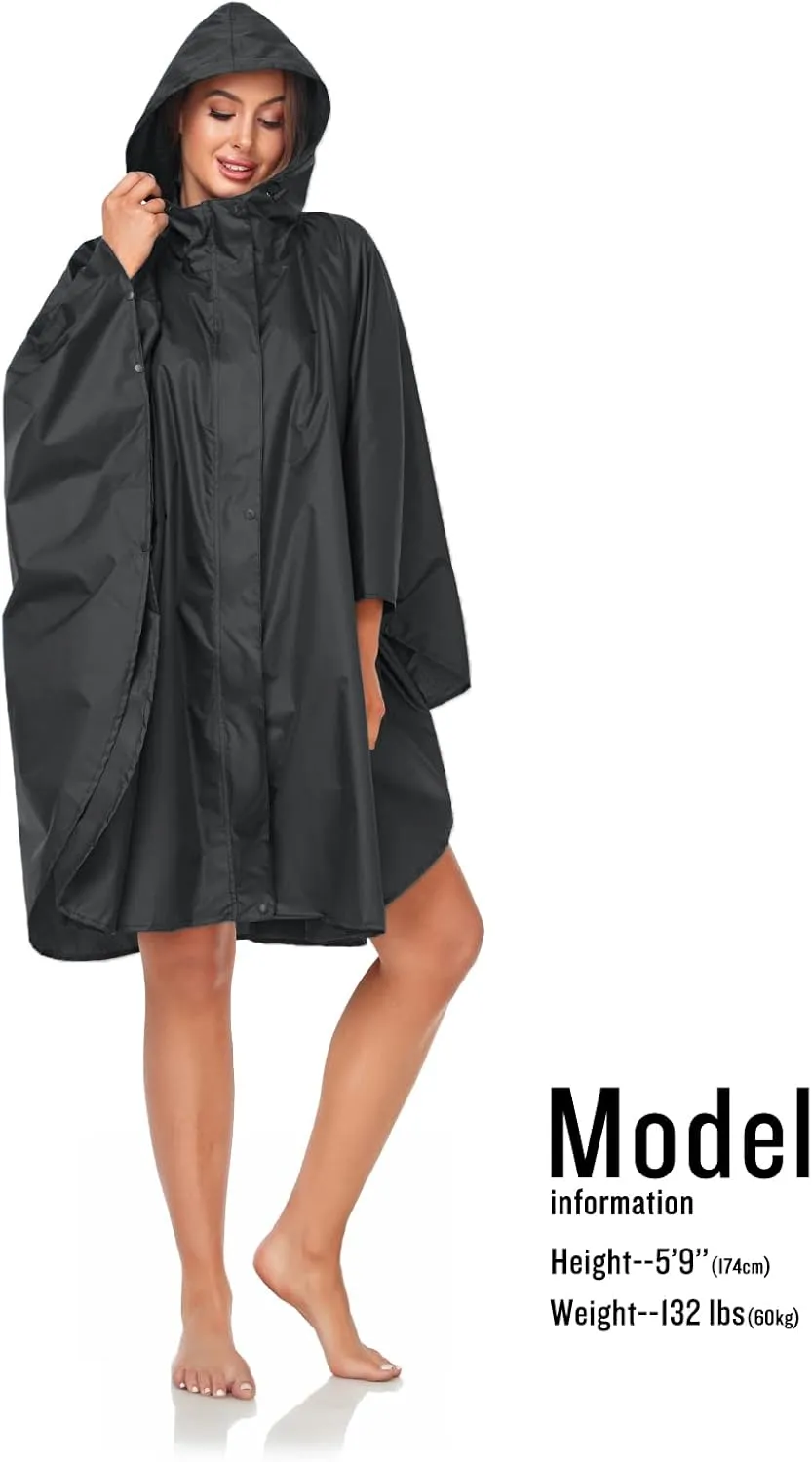 SaphiRose Unisex Rain Poncho Hooded Waterproof Raincoat for Adults Women