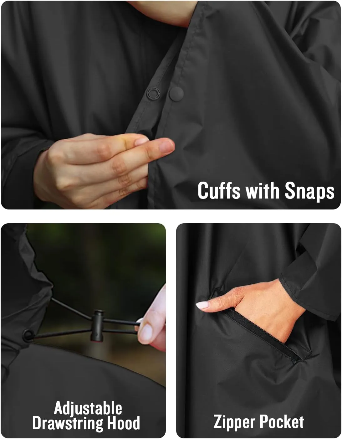 SaphiRose Unisex Rain Poncho Hooded Waterproof Raincoat for Adults Women